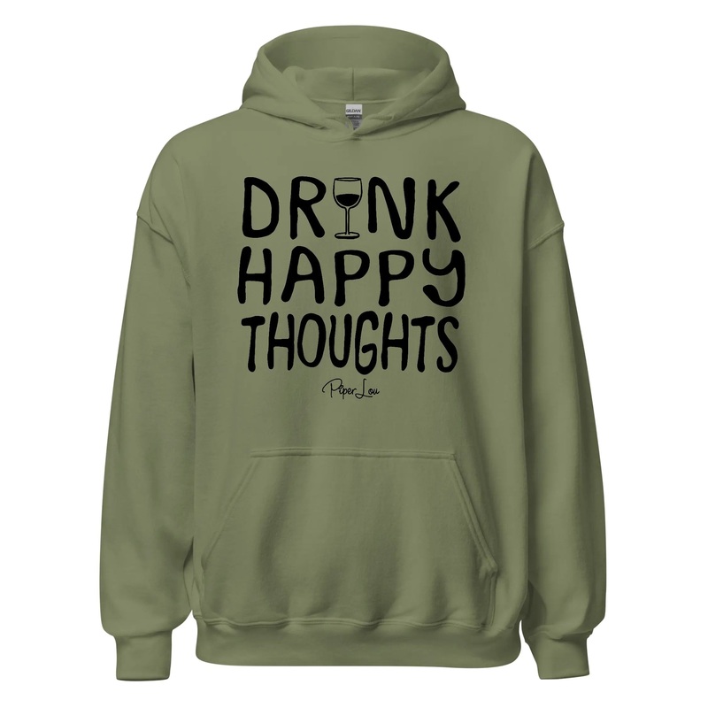 Drink Happy Thoughts - Graphic Hoodie White