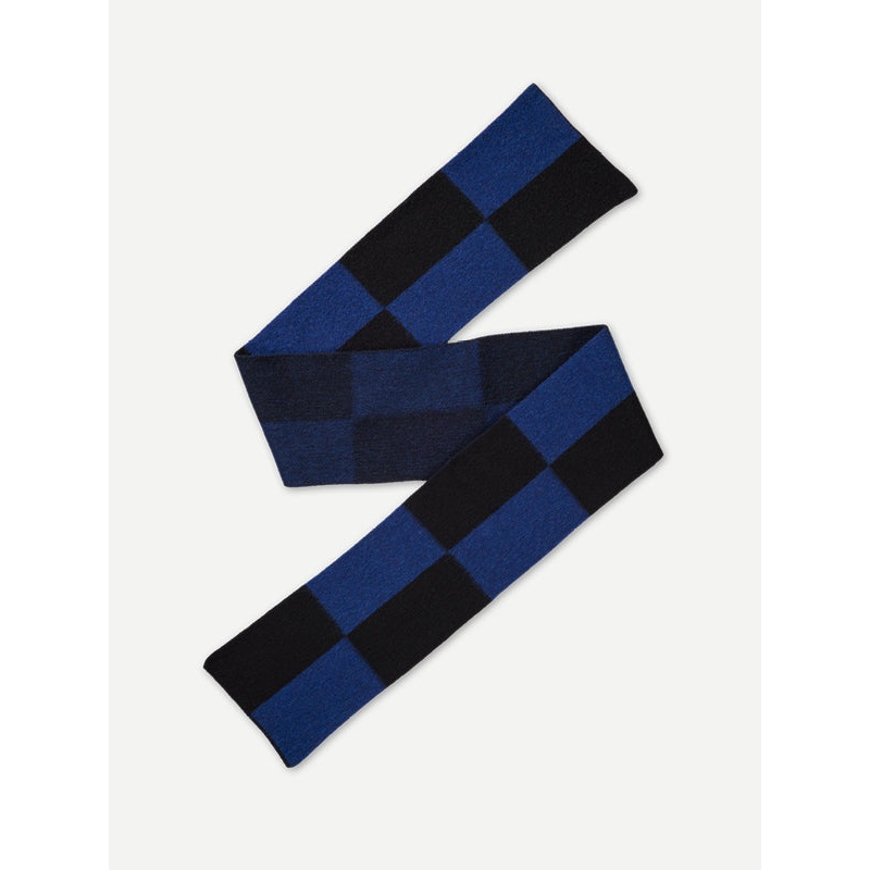 BRUSHED TWO COLOUR RECTANGLES SCARF BLACK & NIGHTSKY BRUSHED TWO COLOUR RECTANGLES SCARF BLACK & NIGHTSKY