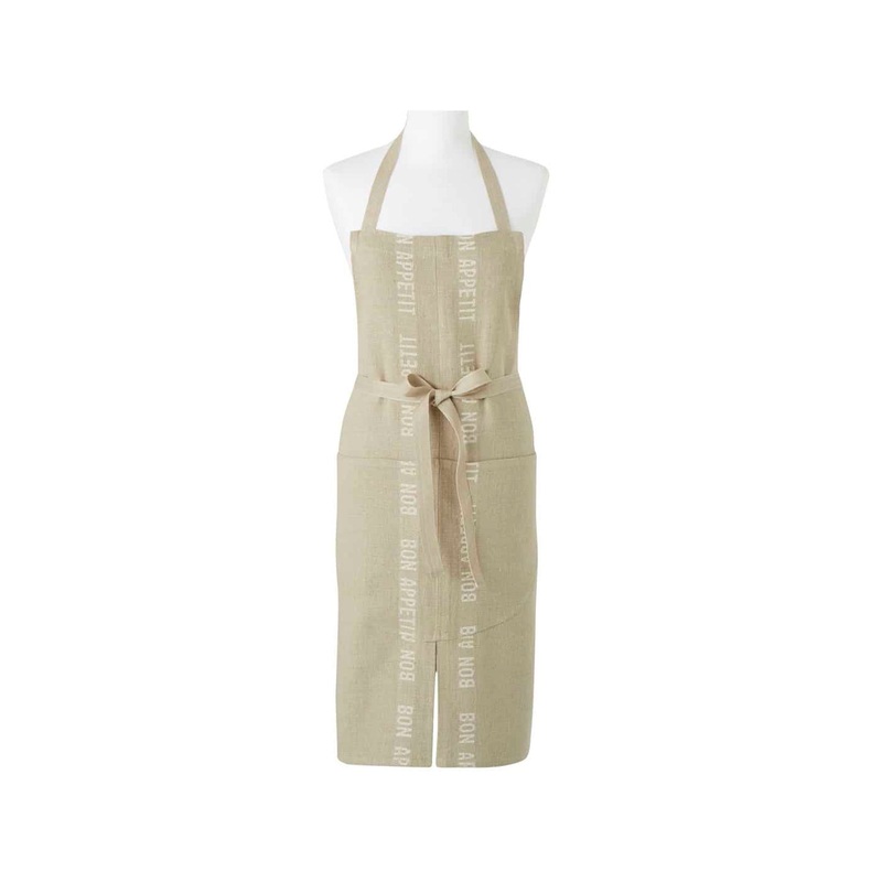 CHARVET EDITIONS BON APPETIT APRON - KHAKI/WHITE