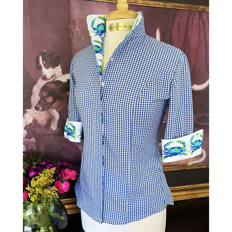 CRAB LOVE SHIRT ON ROYAL GINGHAM