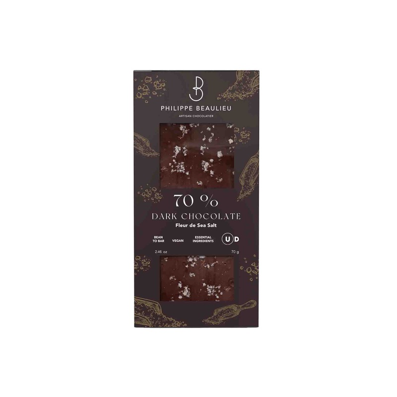 PHILIPPE BEAULIEU 70% DARK CHOCOLATE WITH FLEUR DE SEA SALT 80g