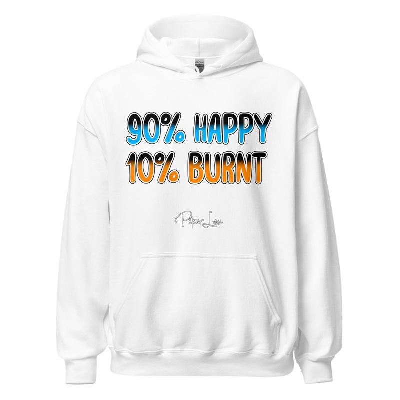 90% Happy 10% Burnt Graphic Hoodie White