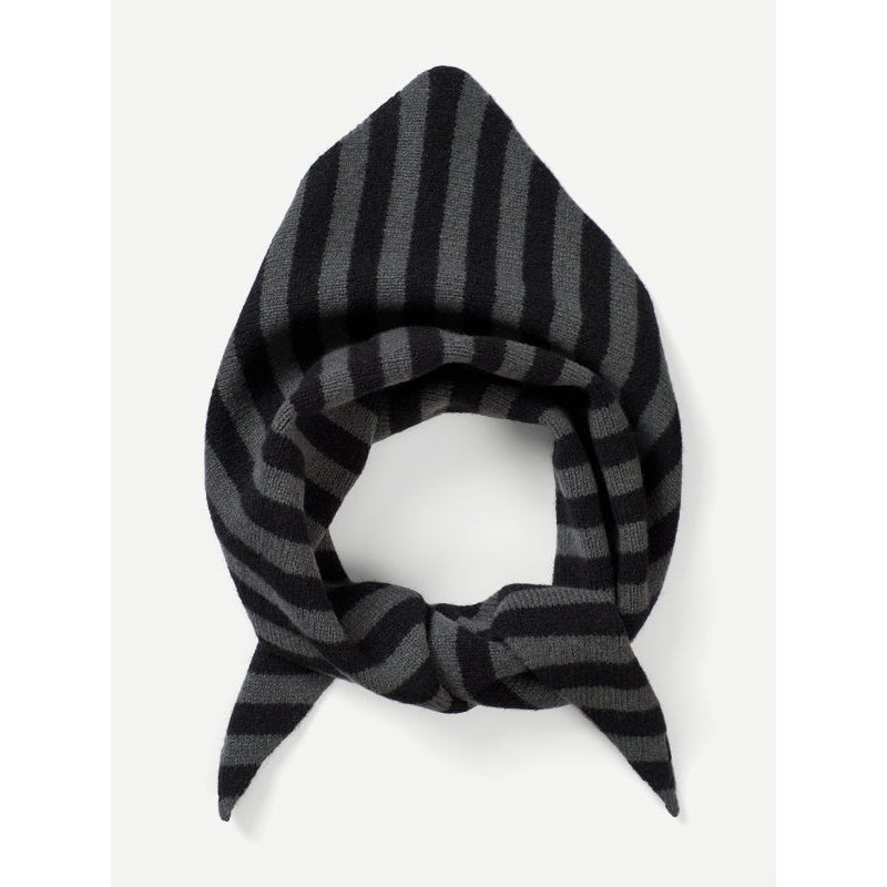 STRIPE TRIANGLE NECKERCHIEF BLACK & DRILL GREY STRIPE TRIANGLE NECKERCHIEF BLACK & DRILL GREY