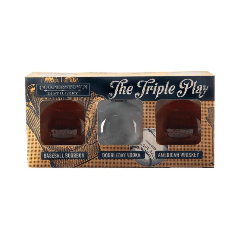Cooperstown Distillery The Triple Play Baseball Decanter Gift Set (3 x 750mL)
