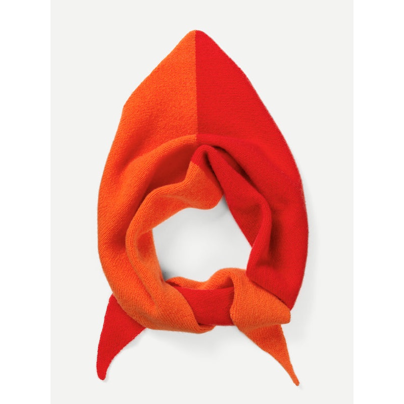HALF HALF TRIANGLE NECKERCHIEF POPPY & ORANGE GLOSS HALF HALF TRIANGLE NECKERCHIEF POPPY & ORANGE GLOSS