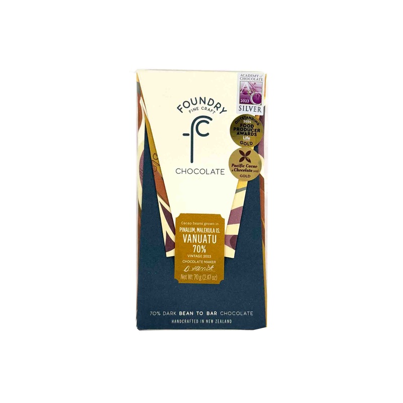 FOUNDRY CHOCOLATE PINALUM MALEKULA ISLAND VANUATU 70% DARK CHOCOLATE 70g