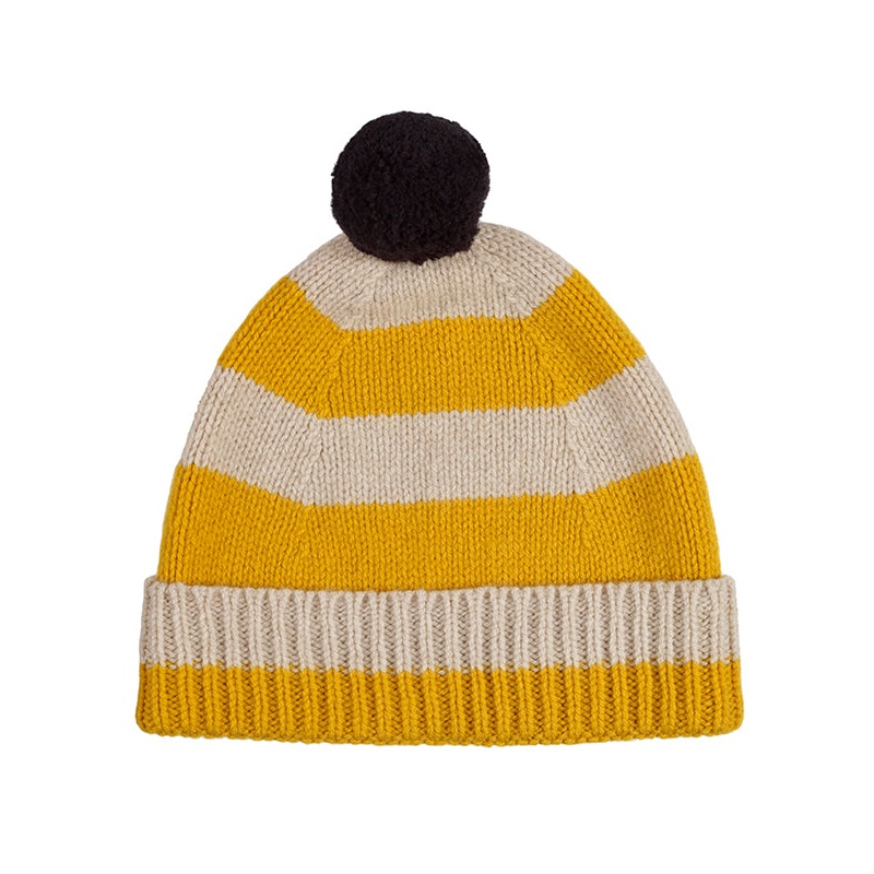 Stripe Pompom Hat Golden Eye & Oatmeal Sample Sale