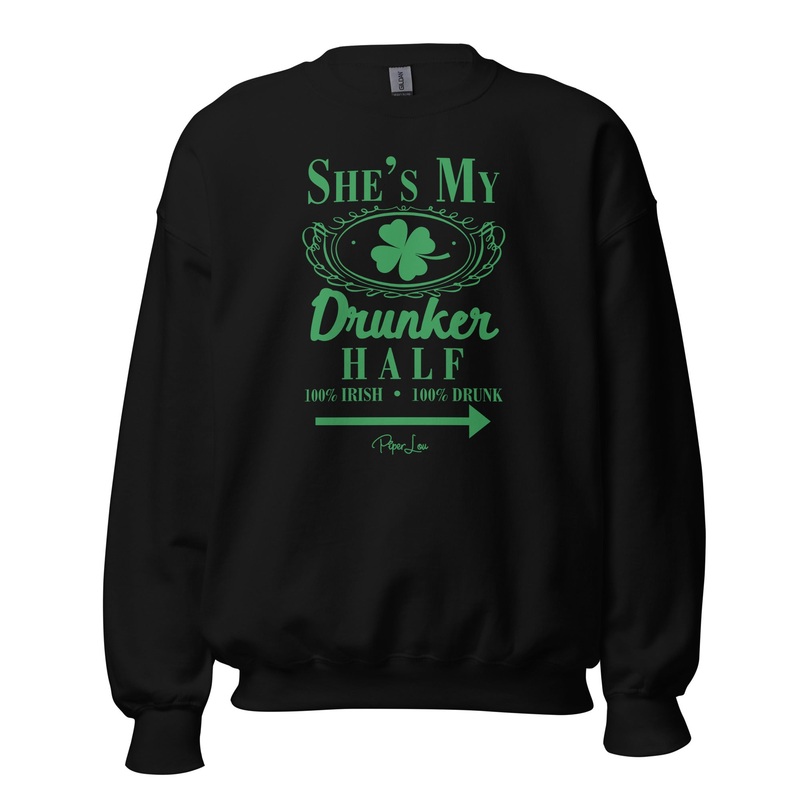 She's My Drunker Half Left Crewneck Sweatshirt White