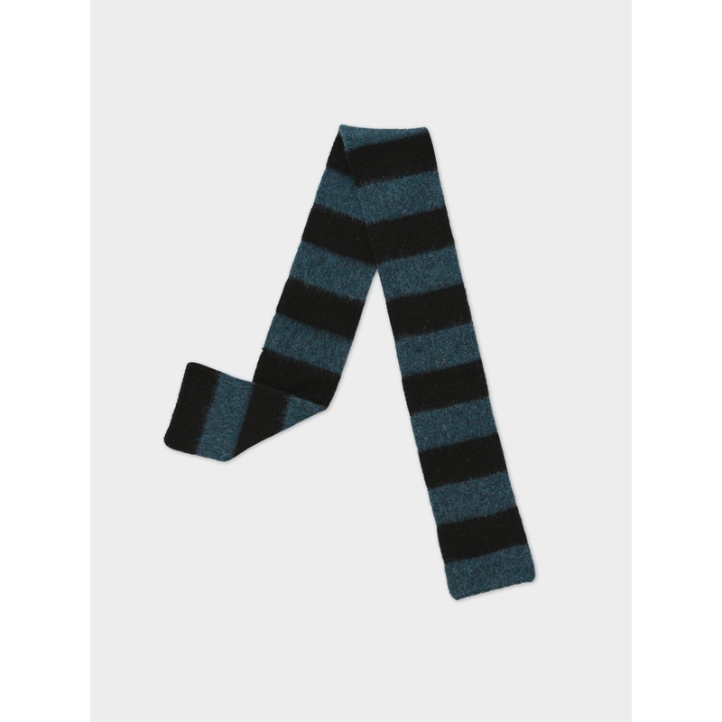 SMALL BRUSHED STRIPE SCARF BLACK & LUGANO SMALL BRUSHED STRIPE SCARF BLACK & LUGANO