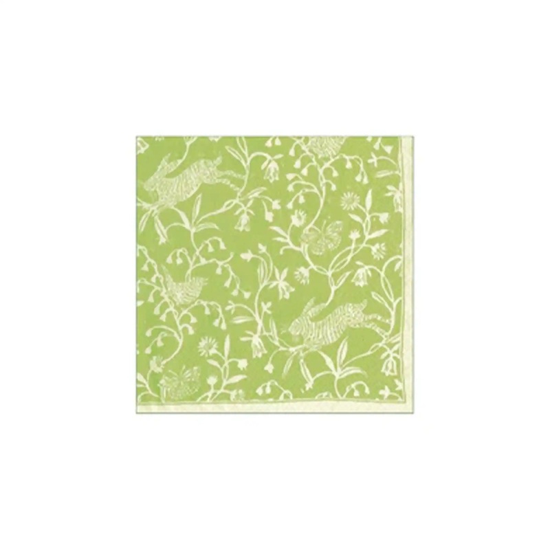 CASPARI HEDGEROW MOSS GREEN COCKTAIL NAPKINS 20 COUNT