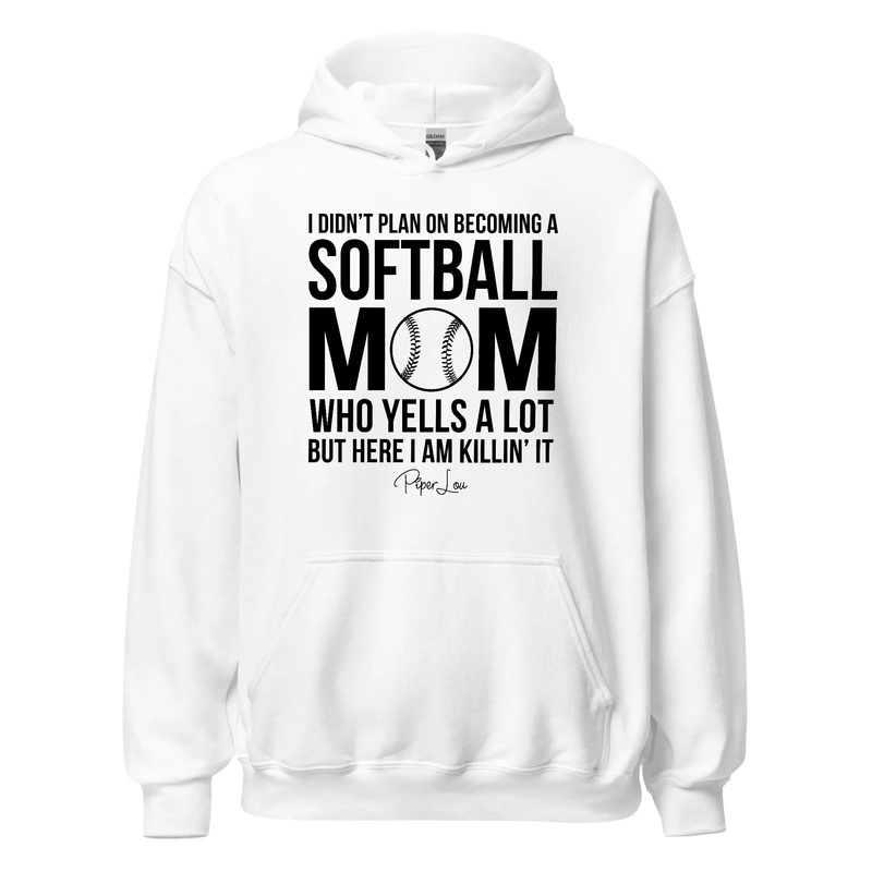 I Didn't Plan On Becoming A Softball Mom - Graphic Hoodie White