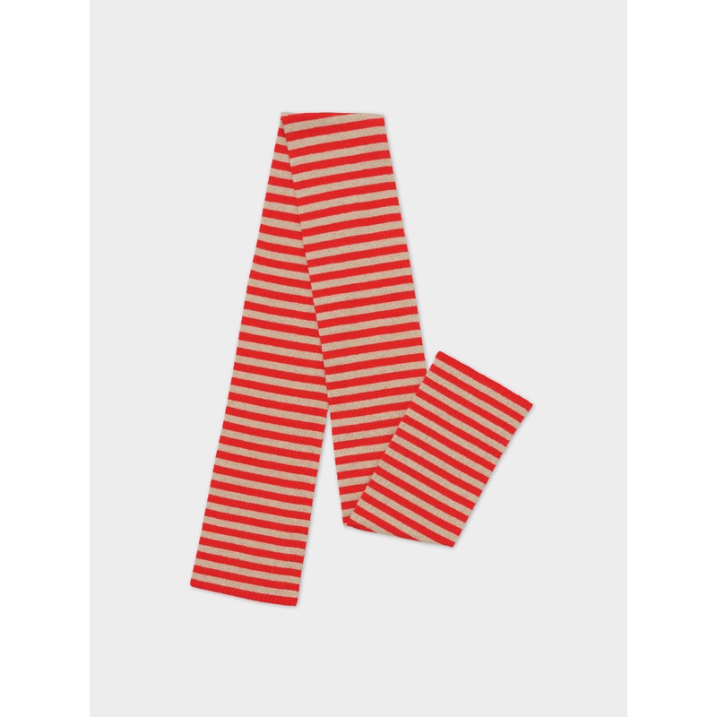 SMOOTH NARROW STRIPE SCARF POPPY & OATMEAL SMOOTH NARROW STRIPE SCARF POPPY & OATMEAL