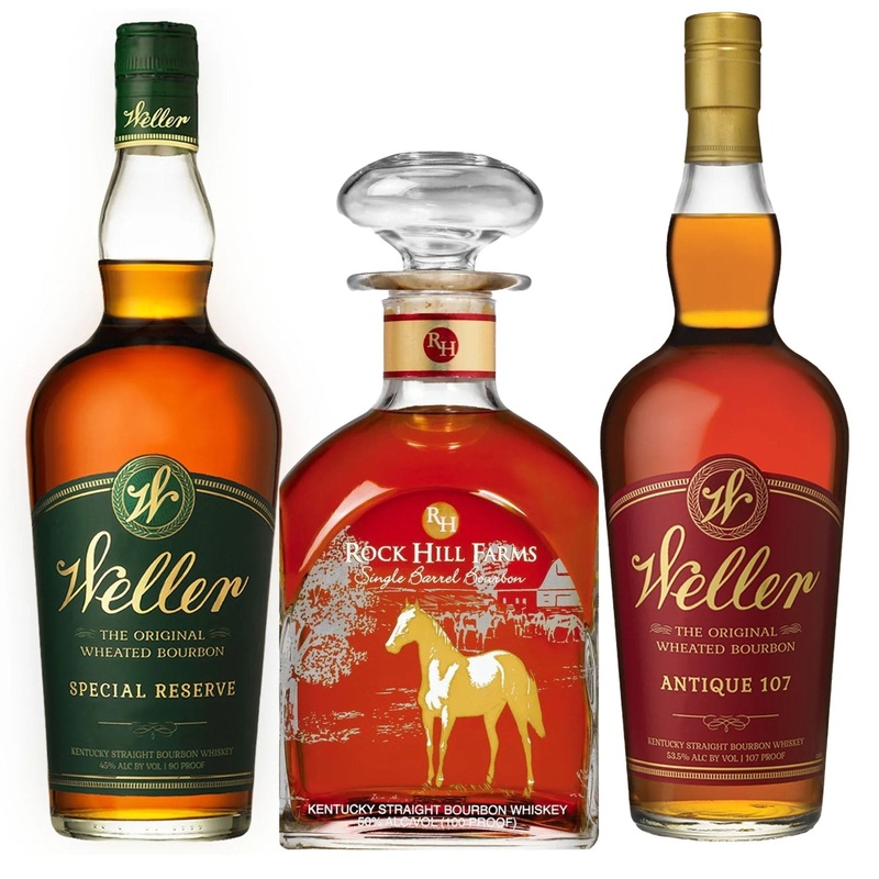 W.L. Weller Special Reserve, Rock Hill Farms, & W.L. Weller Antique 107 Bourbon Whiskey Bundle