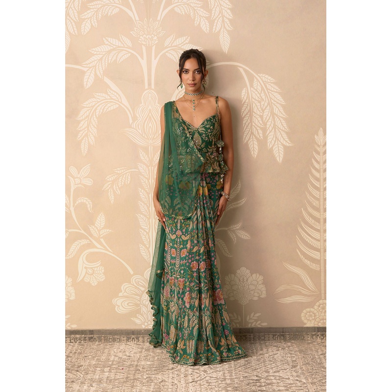 Mehreen Saree Set GREEN PRINTED