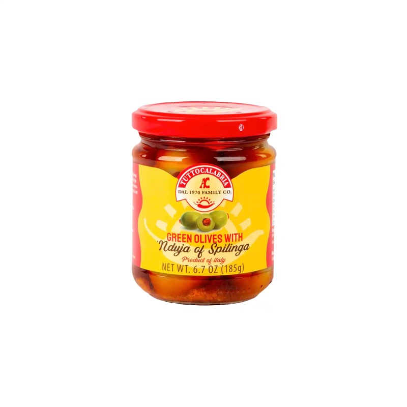 TUTTO CALABRIA GREEN OLIVES WITH 'NDUJA OF SPILINGA 6.7oz