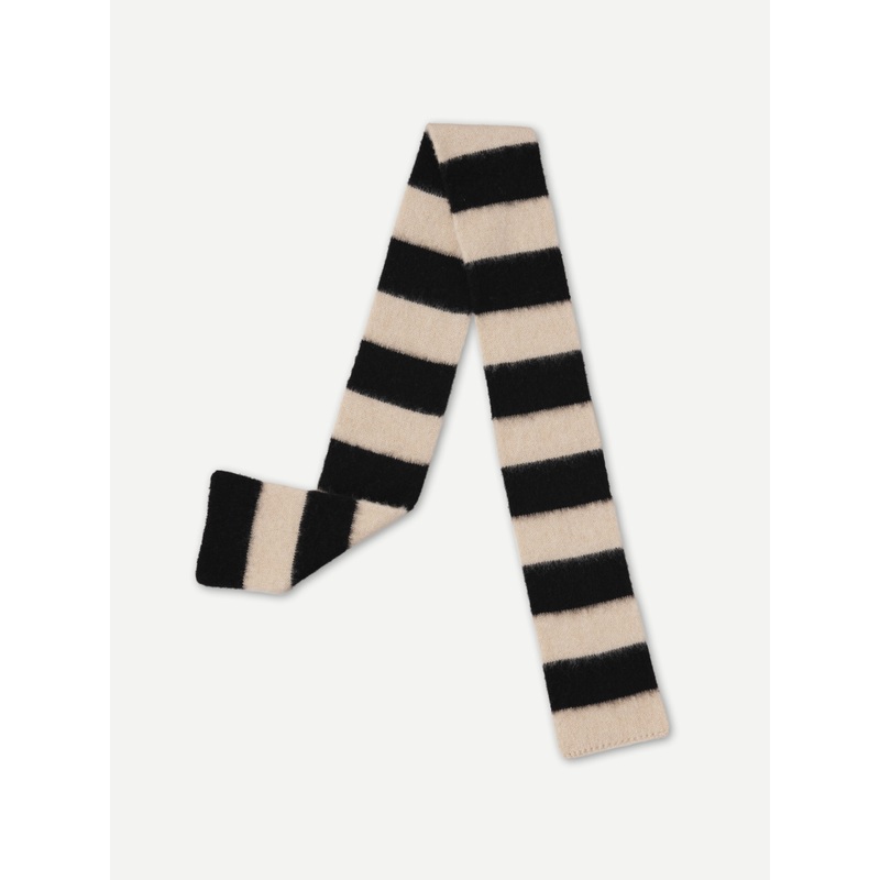 SMALL BRUSHED STRIPE SCARF BLACK & OATMEAL SMALL BRUSHED STRIPE SCARF BLACK & OATMEAL