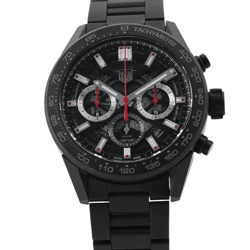 TAG HEUER Carrera Caliber Heuer 02 Chronograph W45mm Stainless Steel Ceramic Skeleton/Black DialCBG2A90.BH0653