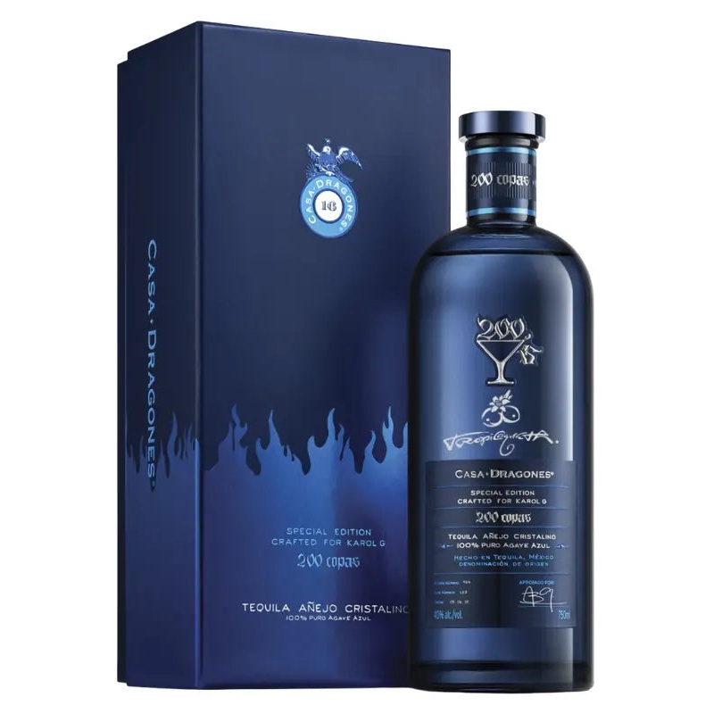 Casa Dragones X Karol G '200 Copas' Tequila Anejo Cristalino W/ Engraved Tropicoqueta Logo