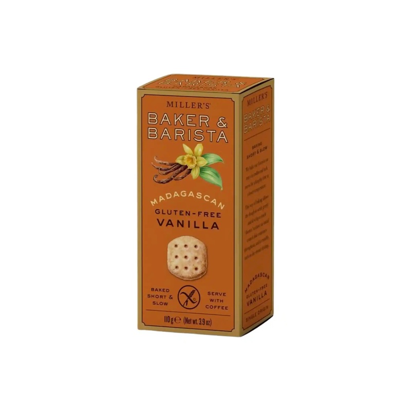 MILLER'S BAKER & BARISTA GLUTEN FREE MADAGASCAN VANILLA SHORTBREAD COOKIES 110g