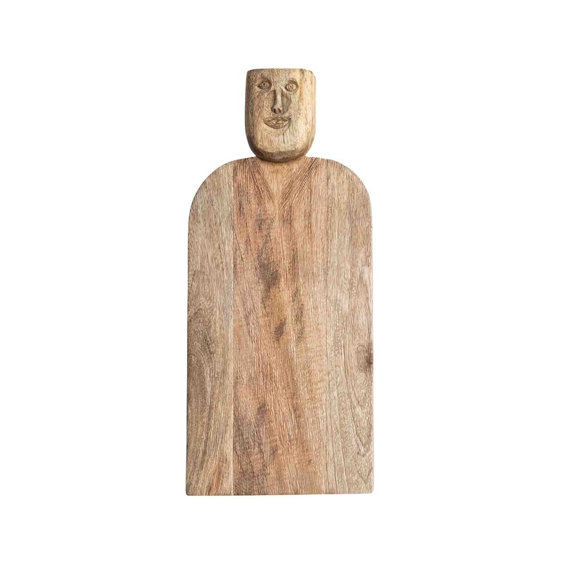 CREATIVE CO-OP LARGE WOOD CHEESE & CUTTING BOARD WITH FACE HANDLE