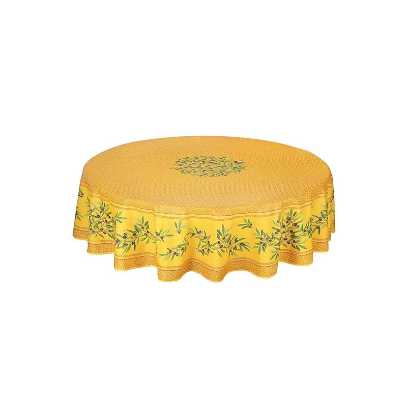 TISSUS TOSELLI NYONS ACRYLIC COATED COTTON TABLECLOTH - YELLOW (70")