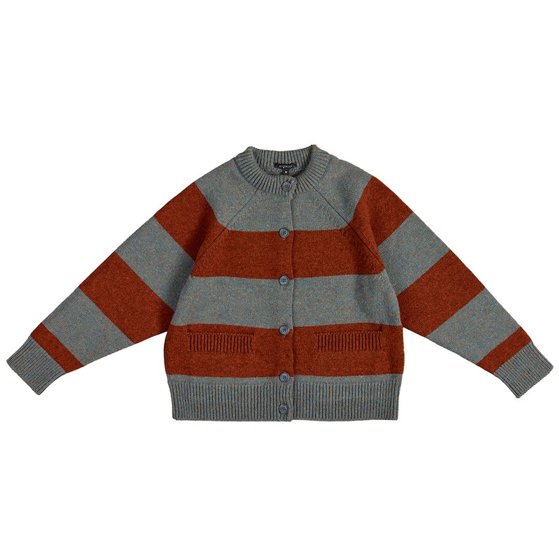 Wide Stripe Cardigan Jade & Rust