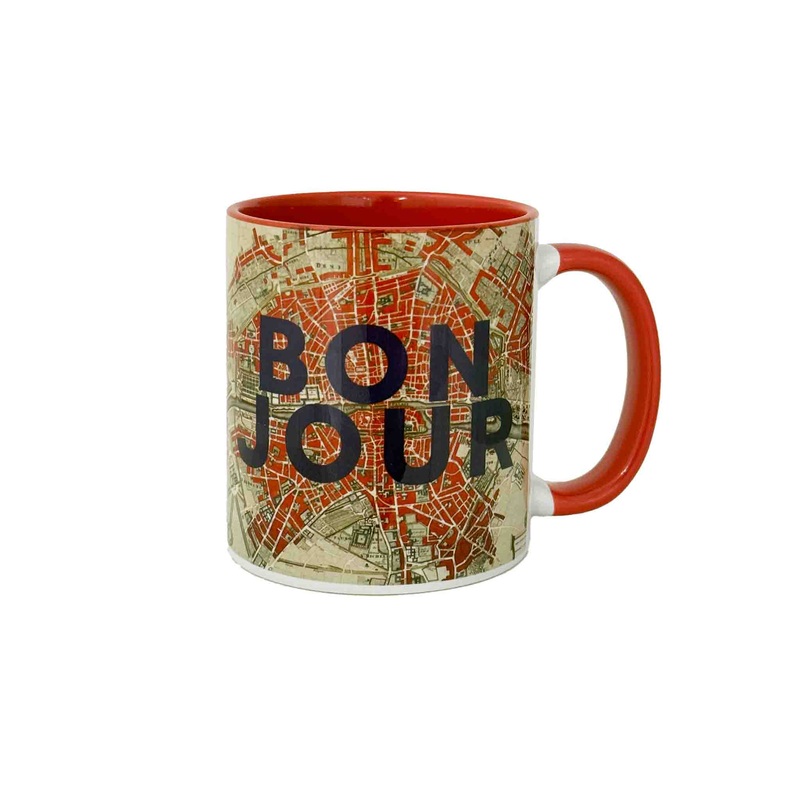 ART WOW BONJOUR BY THE 13 PRINTS MUG - RED