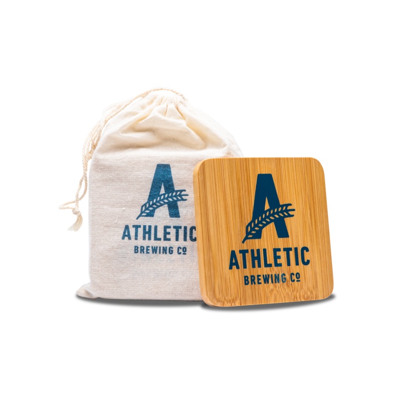 Athletic Brewing Bamboo Coasters Set of 4
