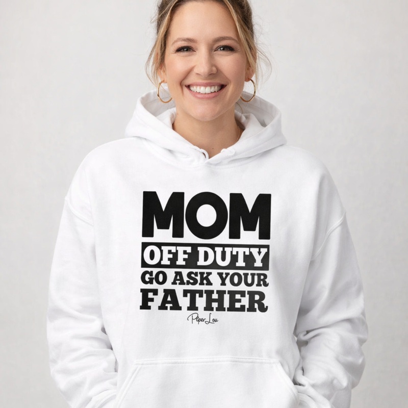 Mom Off Duty - Graphic Hoodie White