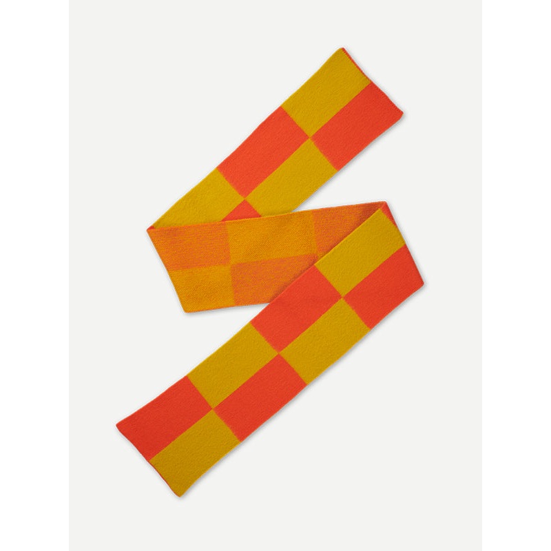 BRUSHED TWO COLOUR RECTANGLES SCARF ORANGE GLOSS & TURMERIC BRUSHED TWO COLOUR RECTANGLES SCARF ORANGE GLOSS & TURMERIC