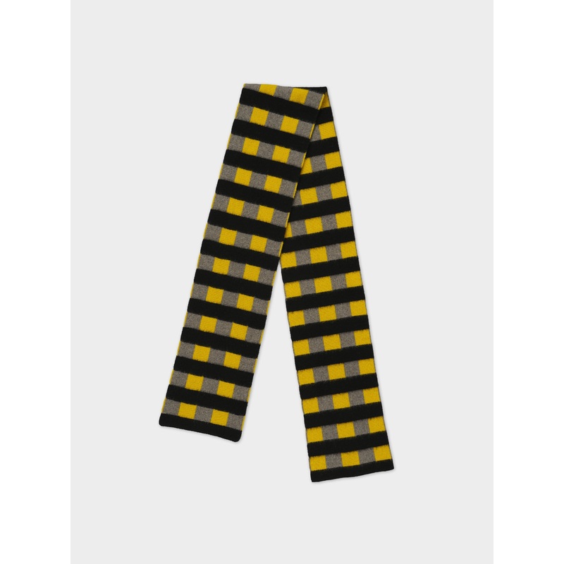 BRUSHED CHECK AND STRIPE SCARF MOSS & TURMERIC, BLACK STRIPE BRUSHED CHECK AND STRIPE SCARF MOSS & TURMERIC, BLACK STRIPE