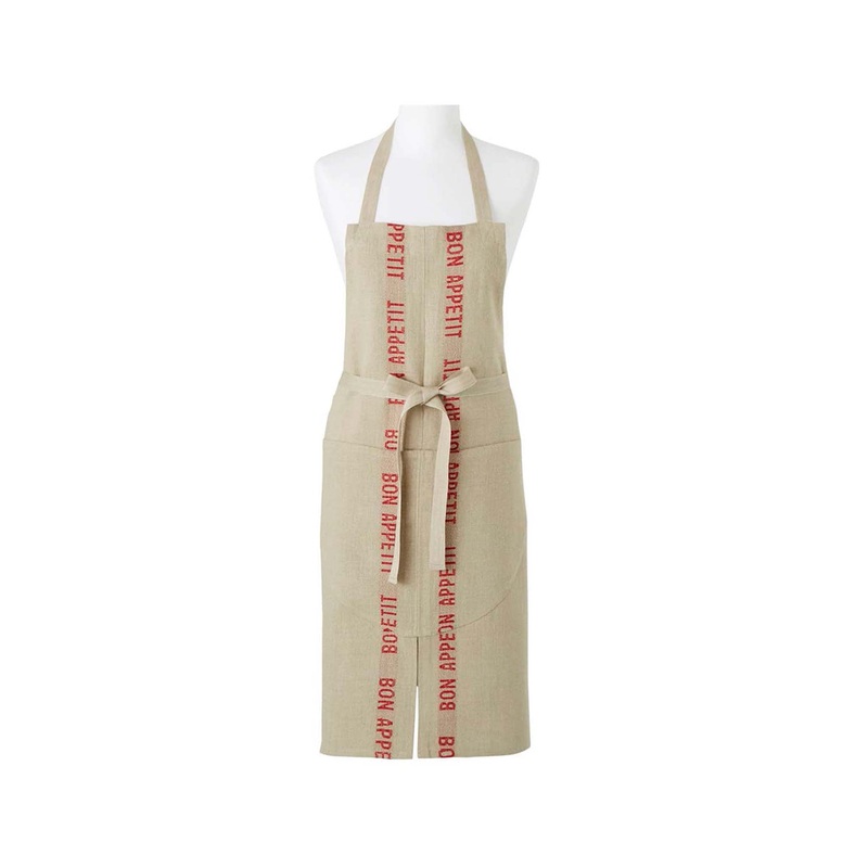 CHARVET EDITIONS BON APPETIT APRON - KHAKI/RED