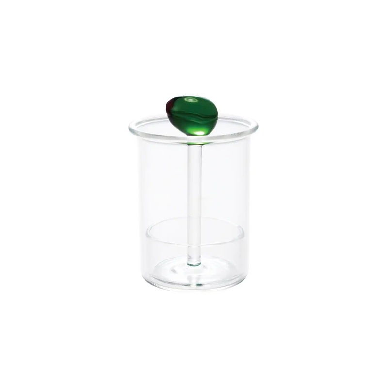 CREATIVE CO-OP TOOTHPICK HOLDER WITH HAND BLOWN OLIVE - GREEN/RED