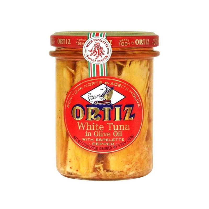 ORTIZ WHITE TUNA IN OLIVE OIL WITH ESPELETTE PEPPER 220g