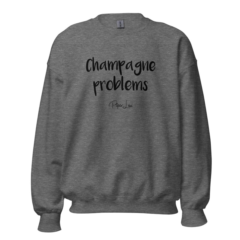 Champagne Problems Graphic Crewneck Sweatshirt Graphite Heather