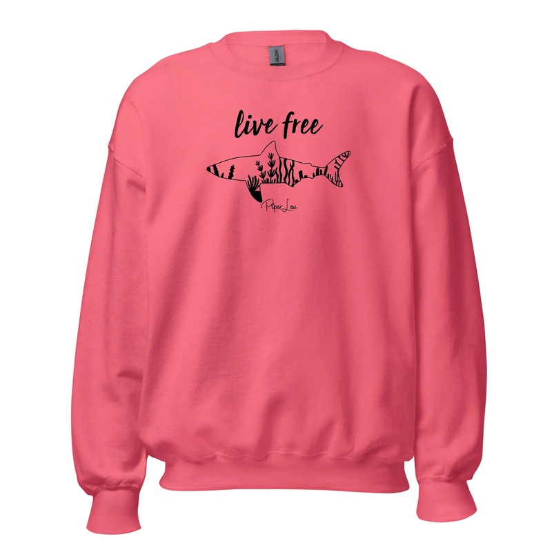 Live Free Shark - Crewneck Sweatshirt White