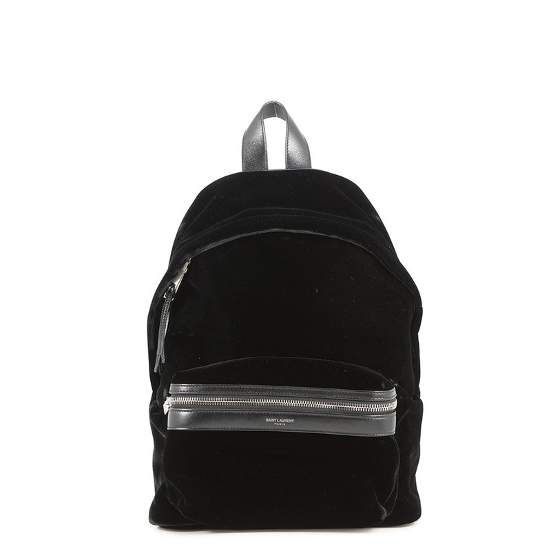 SAINT LAURENT PARIS City Backpack Black462807 Velour Leather