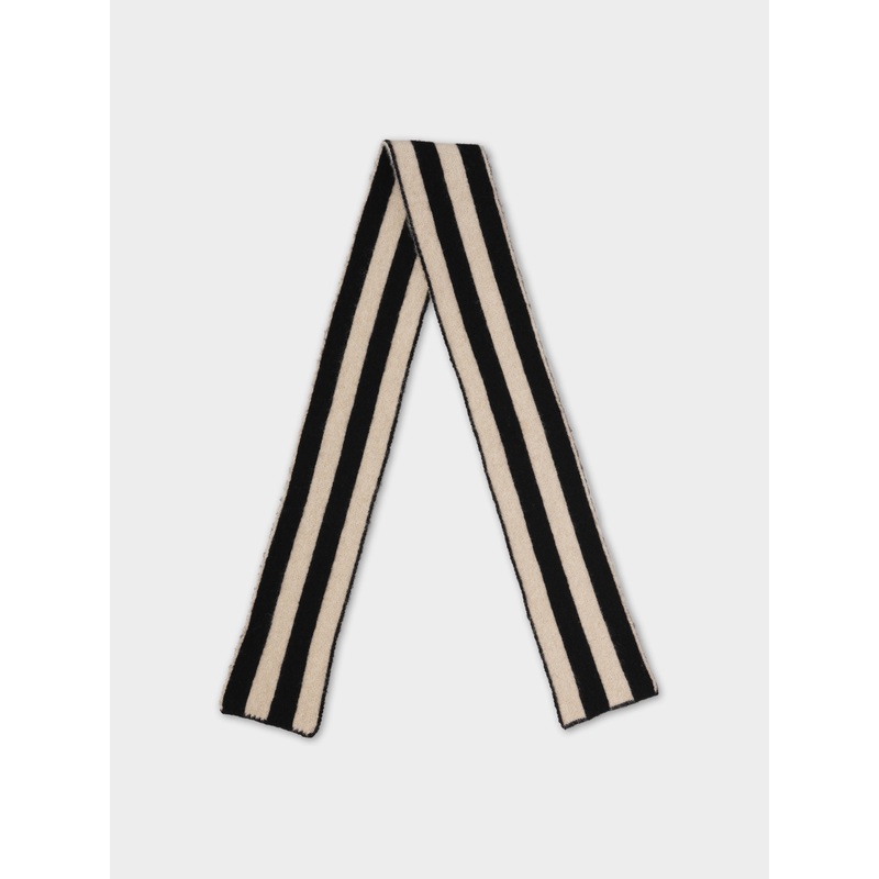 SMALL BRUSHED VERTICAL STRIPE SCARF BLACK & OATMEAL SMALL BRUSHED VERTICAL STRIPE SCARF BLACK & OATMEAL
