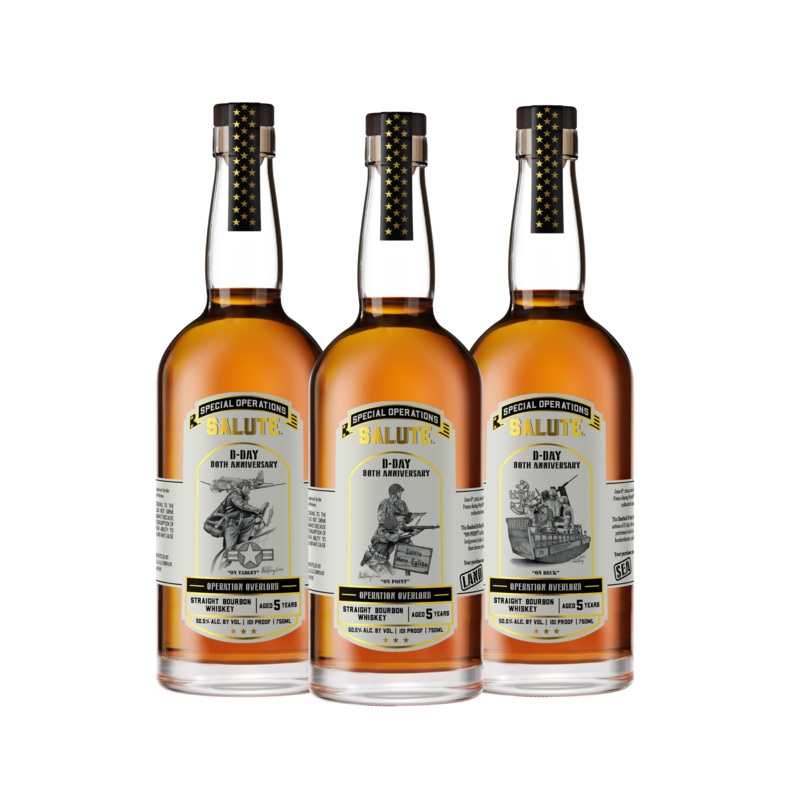 Special Operations Salute Whiskey - D-Day 80th Anniversary - 3 Bottle Set with Limited Edition Lithograph