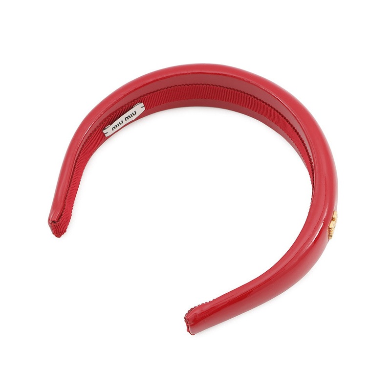 MIUMIU logo headband Red5IH025 Patent Leather