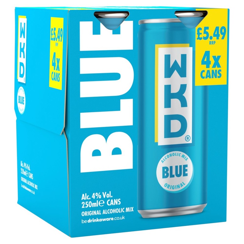 WKD Blue Original 4x250ml Cans (Price Marked 5.49)