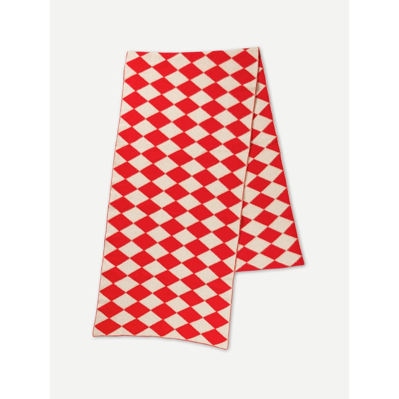 DIAMOND BRUSHED BLANKET SCARF POPPY & OATMEAL DIAMOND BRUSHED BLANKET SCARF POPPY & OATMEAL
