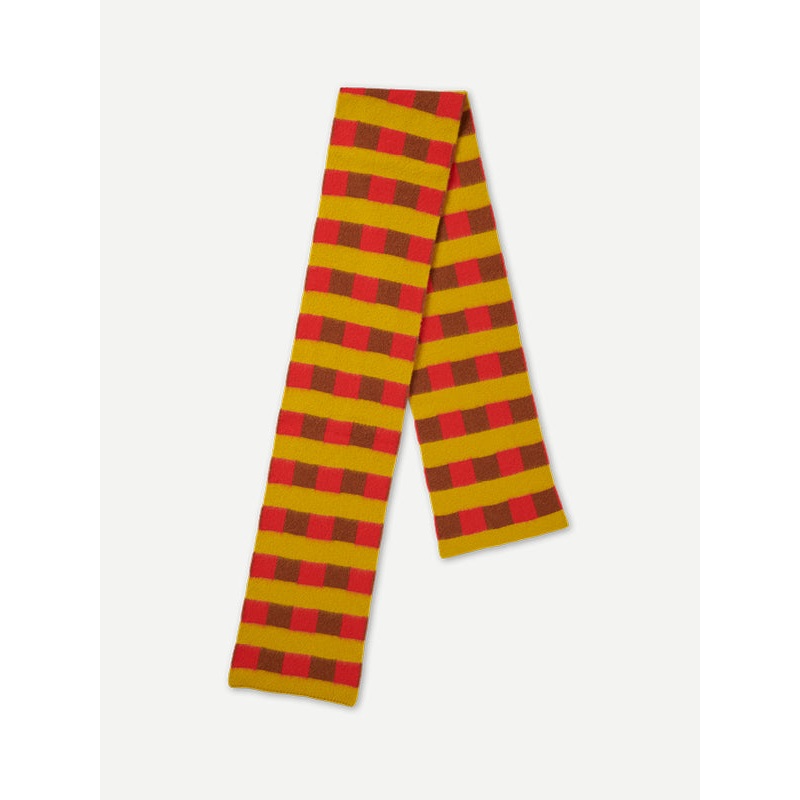 BRUSHED CHECK AND STRIPE SCARF POPPY & CUMIN BRUSHED CHECK AND STRIPE SCARF POPPY & CUMIN