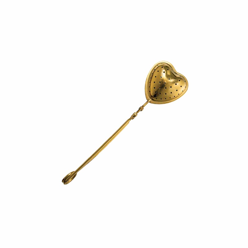 CREATIVE CO-OP HEART SHAPED TEA STRAINER - GOLD