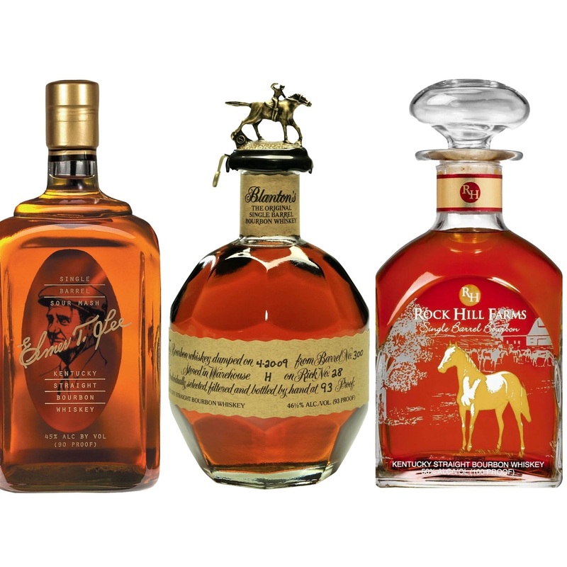 Elmer T. Lee, Blanton's Single Barrel, & Rock Hill Farms Bourbon Whiskey Bundle