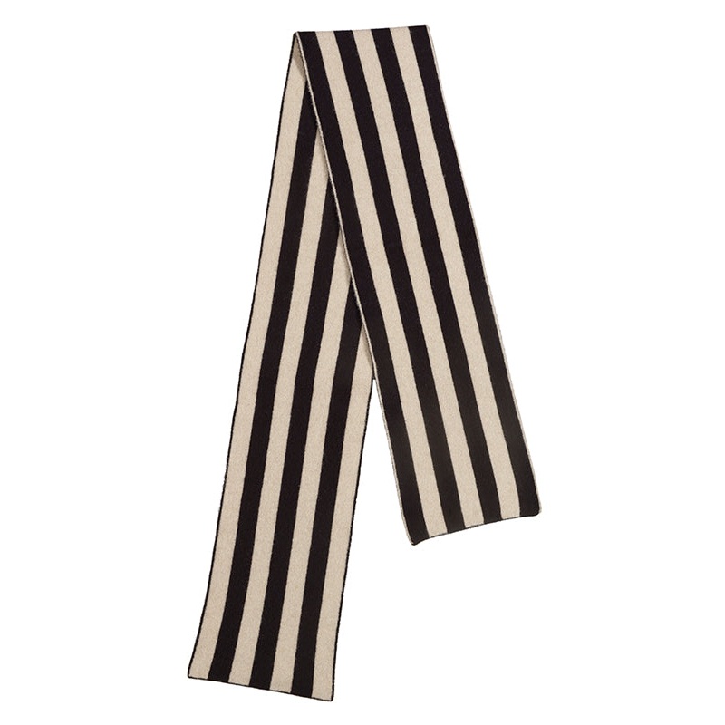 Brushed Vertical Stripe Scarf Black & Oatmeal Brushed Vertical Stripe Scarf Black & Oatmeal