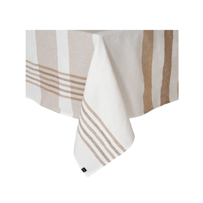 HAOMY AALBORG LINEN-COTTON TABLECLOTH - TABAC (63" X 98')