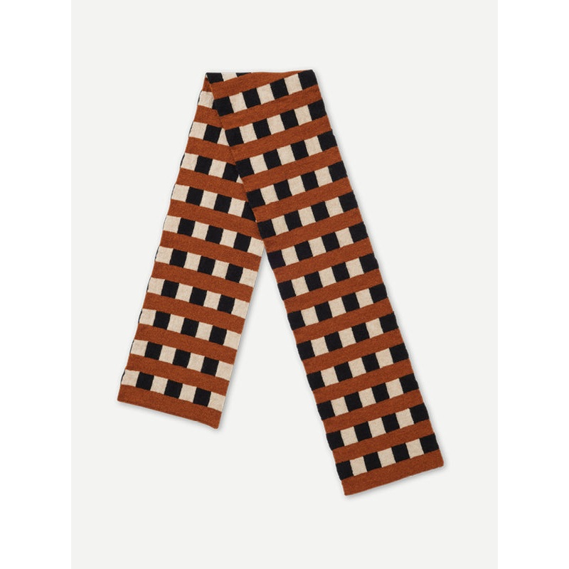 SMALL CHECK & STRIPE SCARF BLACK & OATMEAL SMALL CHECK & STRIPE SCARF BLACK & OATMEAL