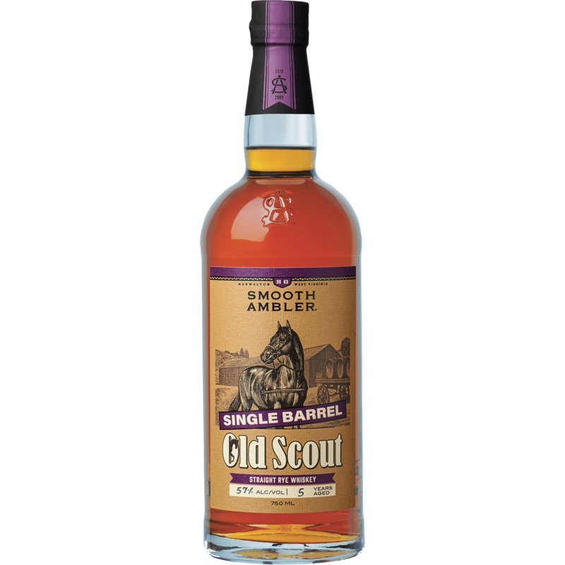 SMOOTH AMBLER STRAIGHT RYE WHISKEY OLD SCOUT RYE SINGLE BARREL CASK STRENGTH 3 YR 117 750ML