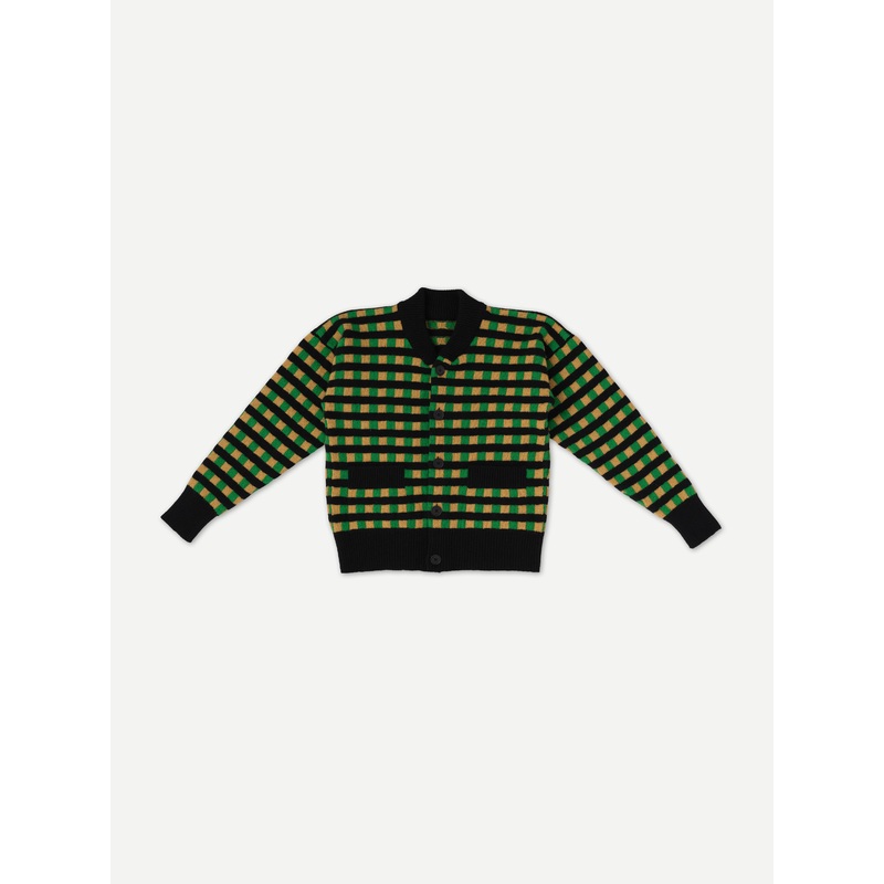 STRIPE AND CHECK CARDIGAN PAGODA & BULLION